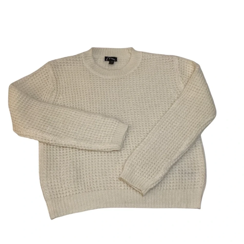 Art Class Cream Waffle Knit Sweater Girls Size L 10/12 Long Sleeve Crew Neck